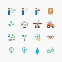 Smart farming or agriculture technology Icons Set Farmer managing technology application environment vector. vector