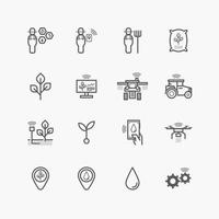 Smart farming or agriculture technology Icons Set Farmer managing technology application environment vector. vector