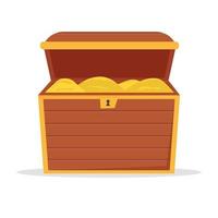 Wooden treasure chest isolated on white background vector