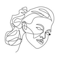 continuous line Salon fashion model vector