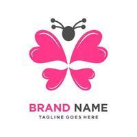 logotipo de amor de mariposa vector