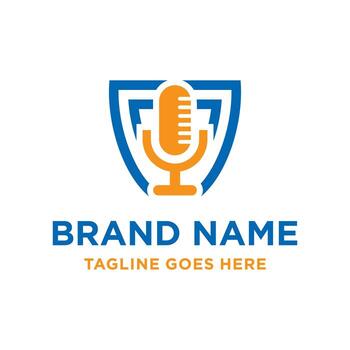 diseño de logotipo de micrófono de radio vector
