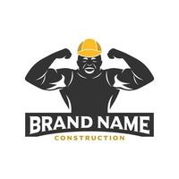 diseño de logotipo de trabajadores de la construcción vector