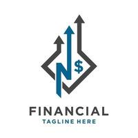 initial logo N financial vector