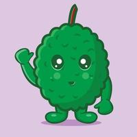cute durian fruit mascot smile isolated cartoon in flat style vector