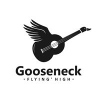 diseño de logotipo de guitarra cisne vector