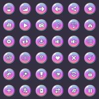 Buttons and icon set design for game or web is gradient color. Vector illustration.