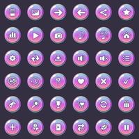 Buttons and icon set design for game or web is gradient color. Vector illustration.