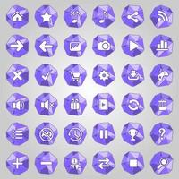 button icon set color purple style polygon. vector