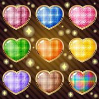 Icon and shape hearts and border gold design line scotch 9 colors. vector