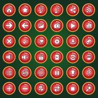 Icon and button set color red for games. vector