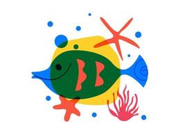 Tropical fish. Marine life, underwater world, aquarium fish. Vector illustration on a white background.