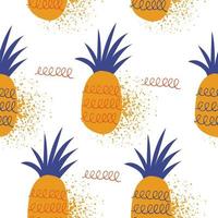 Seamless pattern on a white background. Exotic fruit. Pineapples with hand drawn textures. vector