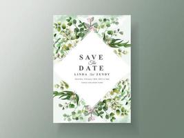 invitaciones de boda de eucalipto verde vector