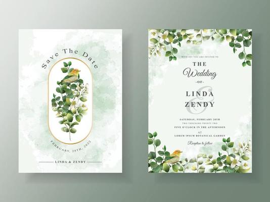 Greenery eucalyptus wedding invitations