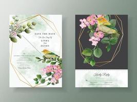 Greenery eucalyptus wedding invitations vector