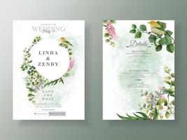 Greenery eucalyptus wedding invitations vector