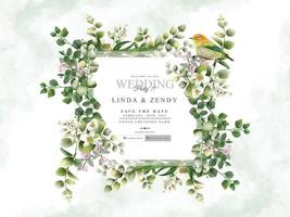 Greenery eucalyptus wedding invitations vector