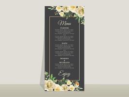 Wedding invitation card template yellow flowers theme vector