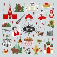 Rusia. lugares de interés de rusia y símbolos del país. ilustración vectorial. un conjunto de elementos para crear su diseño. vector