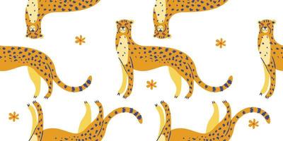 Seamless pattern. Cheetahs on a white background. vector