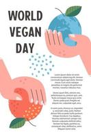World vegan day. Vector illustration, poster.