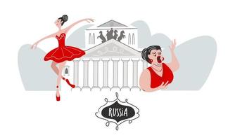 Rusia. lugares de interés de rusia y símbolos del país. ilustración vectorial. un conjunto de elementos para crear su diseño. vector