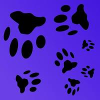 una ilustración del patrón de la huella de un gato sobre un fondo azul oscuro que se asemeja a un efecto de rayos infrarrojos. amante de los gatos vector
