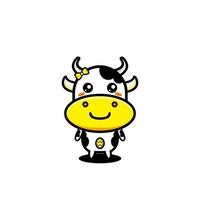 mascota de diseño de dibujos animados de personaje lindo de vaca vector