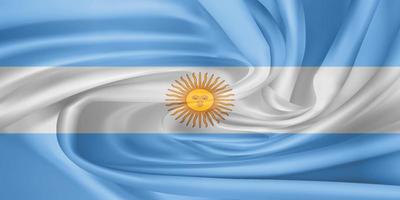 The national flag of argentina . The symbol of the state on wavy cotton fabric. Realistic vector illustration.flag background with cloth texture