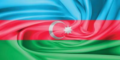 The national flag of Azerbaijan. The symbol of the state on wavy cotton fabric. Realistic vector illustration.flag background with cloth texture