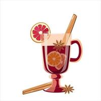 Mulled wine in a glass with a handle vector