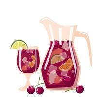 Cherry sangria drink from Spain vector