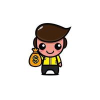 Cute businessman character illustration design vector