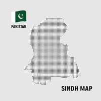 vector de puntos de la provincia de sindh de pakistán, mapa de patrón de puntos de pakistán. Sindh mapa de píxeles punteados con bandera nacional aislado sobre fondo blanco. ilustración.