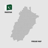 Punjab, provincia de Pakistán, vector punteado, mapa de patrón de puntos de Pakistán. Punjab mapa de píxeles punteados con bandera nacional aislado sobre fondo blanco. ilustración.
