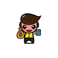 Cute businessman character illustration design vector