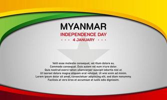 Myanmar Independence Day Background. 4 January. Copy space area. Greeting card, banner, vector illustration. With the Myanmar national flag and star icon. Premium and luxury design