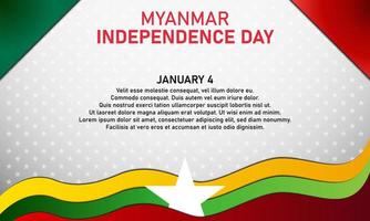 fondo del día de la independencia de myanmar. 4 de enero. área de espacio de copia. tarjeta de felicitación, banner, ilustración vectorial. con la bandera nacional de myanmar y el icono de la estrella. diseño premium y de lujo vector