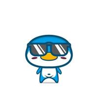 personaje de mascota de diseño de pingüino de dibujos animados lindo vector