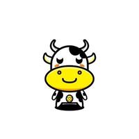 mascota de diseño de dibujos animados de personaje lindo de vaca vector