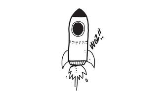 The rocket launch illustration in cartoon vector