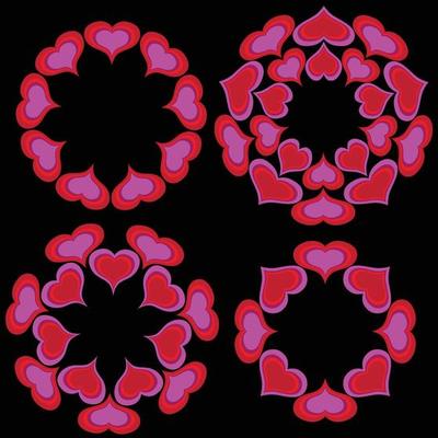 Valentines Day mod hearts vector circle frame graphics