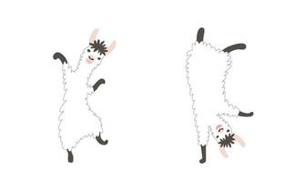 Dancing funny lamas vector illustration. Cute south american animals characters. Good for print, pattern, clothing, textile, nursery design.