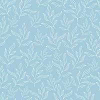 pastel blue leaves seamless patterns set. botanical floral hand drawn lineart flower elements. packaging wrapping fabric textile design vector