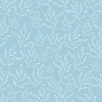 pastel blue leaves seamless patterns set. botanical floral hand drawn lineart flower elements. packaging wrapping fabric textile design vector