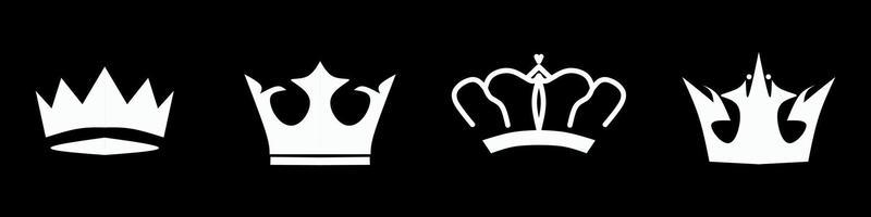 set of crowns isolated on black background