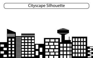 Cityscape created with simple block shapes, cityscape silhouette vector illustration created on white background.