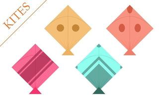 Colorful kites set vector illustration, kites vector illustration for makar sankranti - uttarayan Design projects.