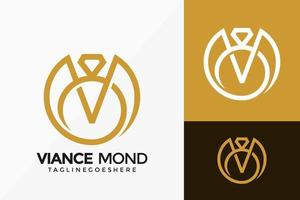 Luxury Diamond Ring Fashion Logo Vector Design. Abstract emblem, designs concept, logos, logotype element for template.